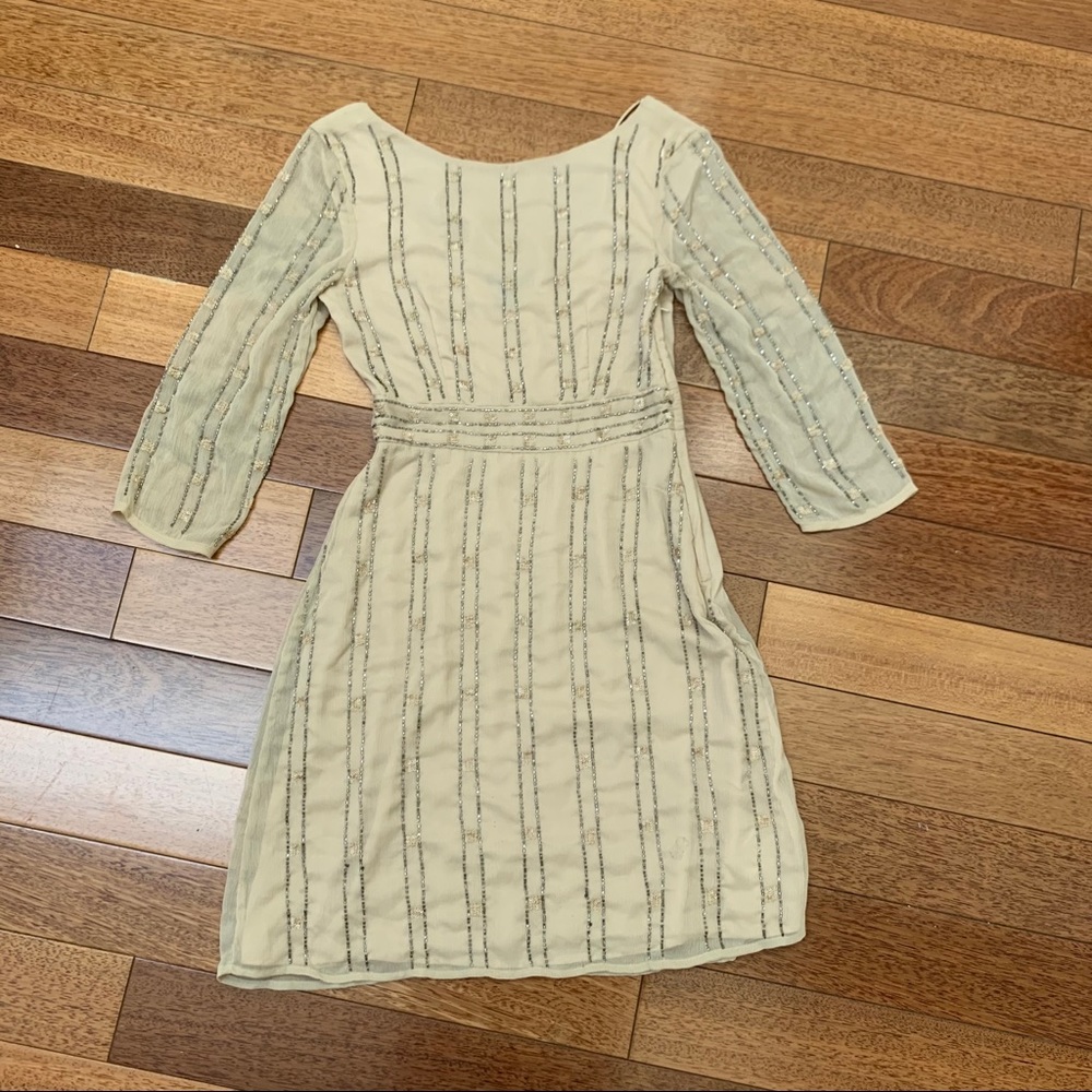 H&M | Beaded Tan Dress Size 2